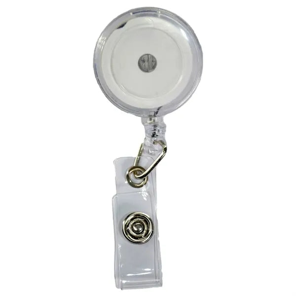 Transparent bulldog clip round Badge Reel