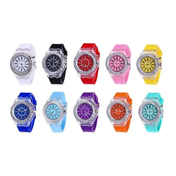 Silicone LED Luminous Transparent Waterproof Watch
