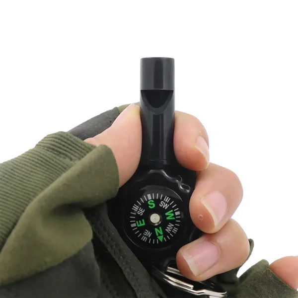 Compact Survival Whistle with Compass