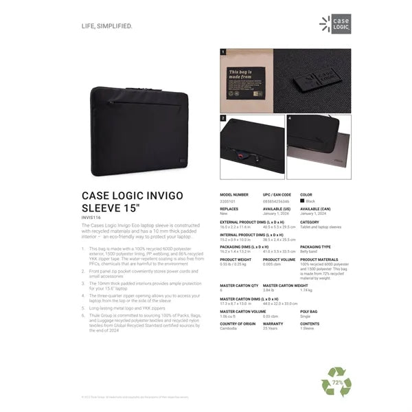 Case Logic Invigo Recycled 16' Laptop Sleeve