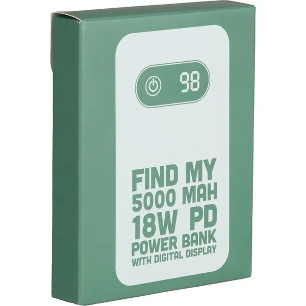 Find My 5000 mAh 18W PD Power Bank/Digital Display