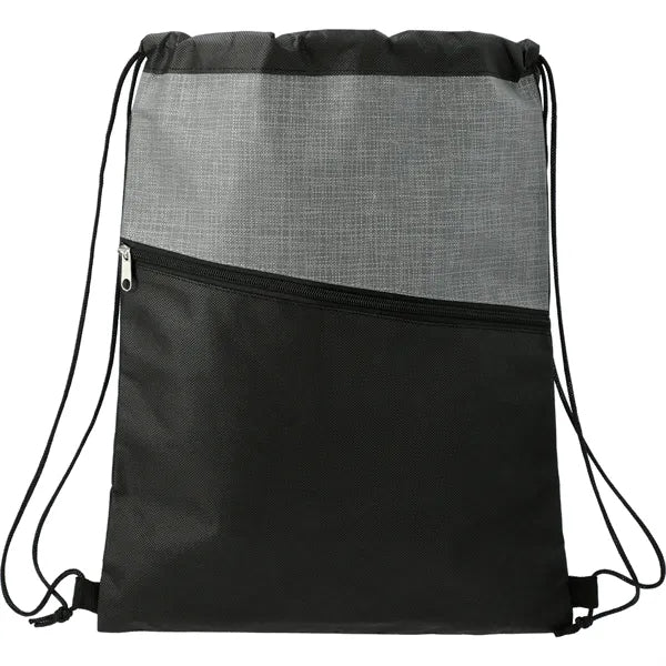 Cross Weave Zippered Drawstring Bag