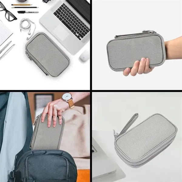Double Layer Portable Electronics Travel Organizer