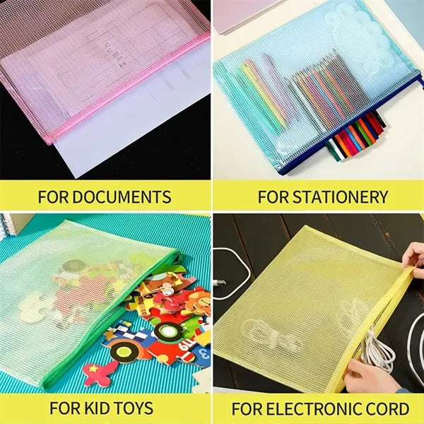 A4 Mesh Zipper Pouch Bags