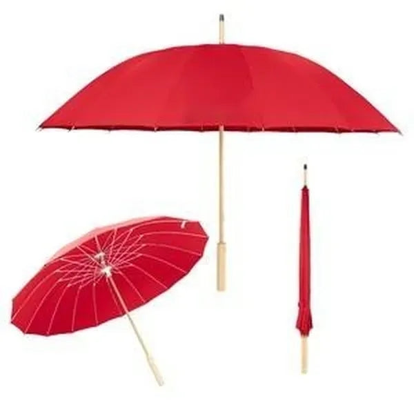 46" Arc Umbrella With 100% RPET Canopy & Bamboo Handle