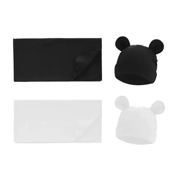 Unisex Baby Swaddle Blanket with Hat Set