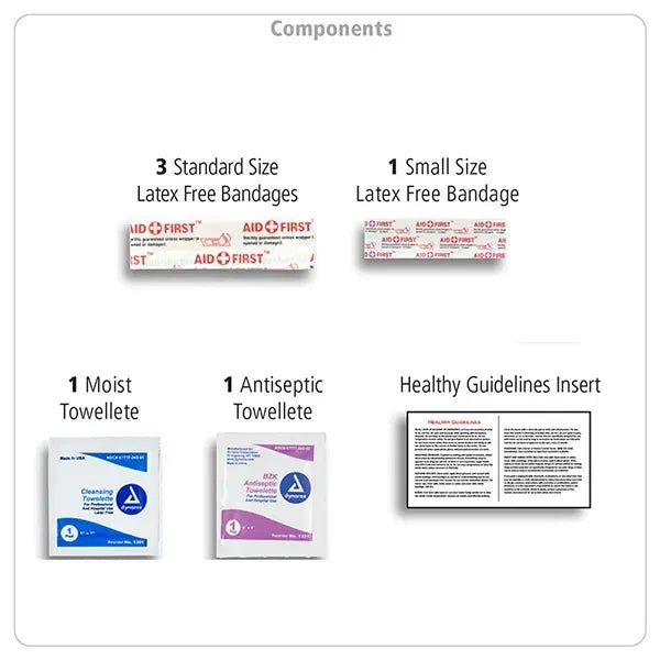 7 Piece First Aid Kit in Colorful Zipper Vinyl Pouch