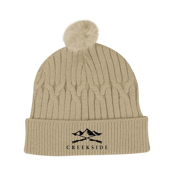 Courtney Cable Knit rPET Pom Beanie