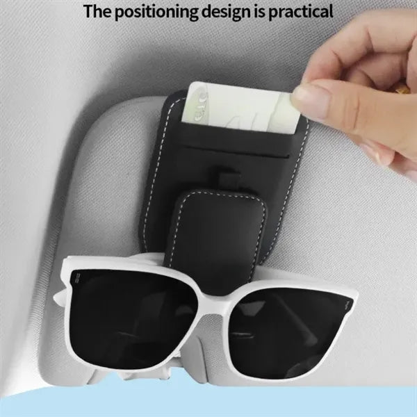 Magnetic Leather Car Visor Sunglasses Holder