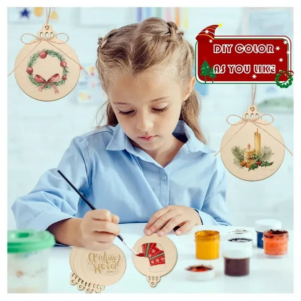 10pcs DIY Wooden Christmas Ornaments