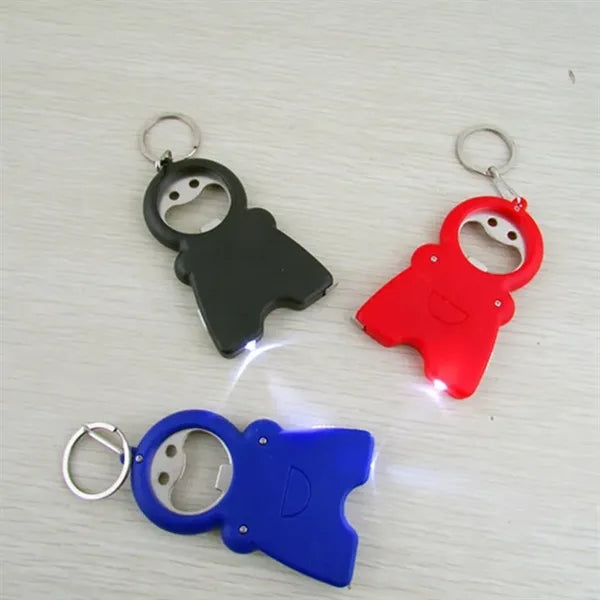 Human Shape Bottle Opener Keychain With Light And Tape