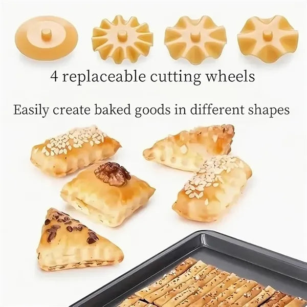 4-in-1 Pasta Cutter Wheel with Interchangeable Rollers