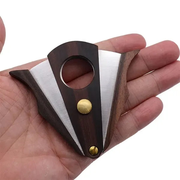 Wood Stainless Steel Cigar Cutter With Lock System