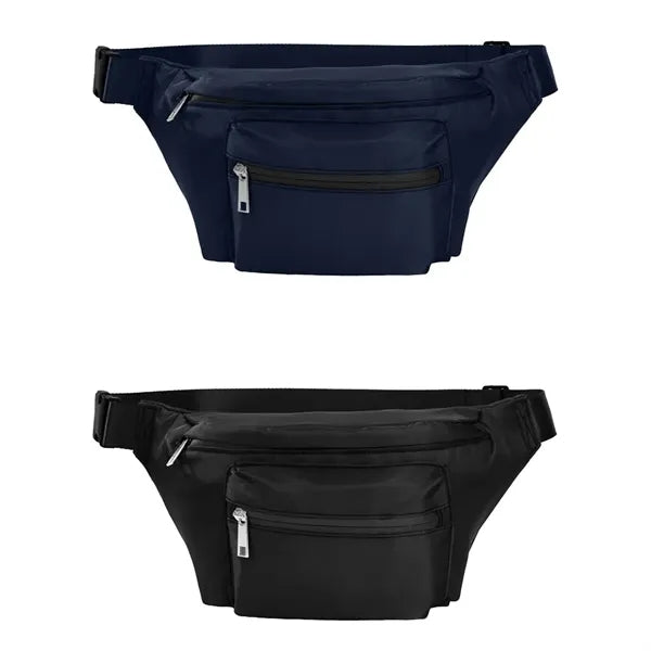 Custom Lightweight Fanny Pack with 3 Zipper Pockets