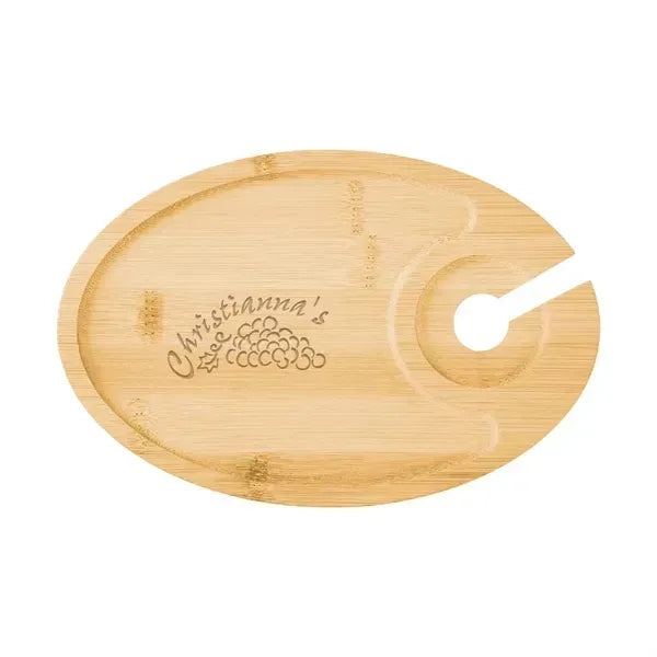 Recessed Bamboo Tray with Wine Glass Holder