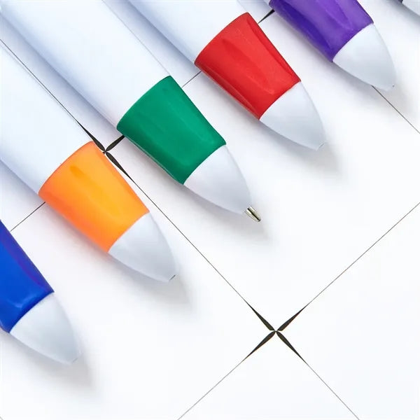 4 Color Ballpoint Pen With Carabiner Clip