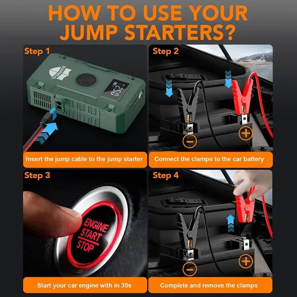 6000A Jump Starter Power Bank with Tire Inflator
