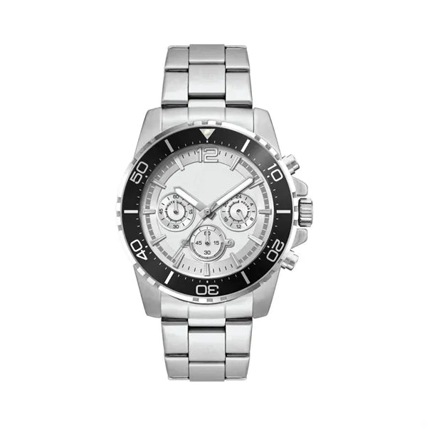 44MM, SILVER METAL CASE, BK BEZEL, CHRONO MVT