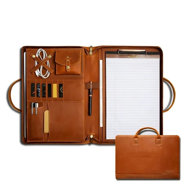 Personalized Genuine Leather Portfolio with Handle