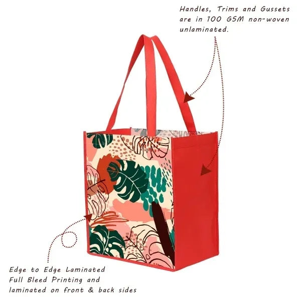 LAMINATED NON-WOVEN TOTE BAG (12"W x 13"H x 8"D)