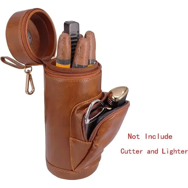 Portable Leather Cigar Humidor Case