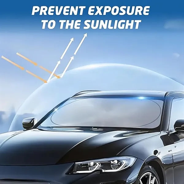 Foldable Car Windshield Sunshade With Storage Pouch
