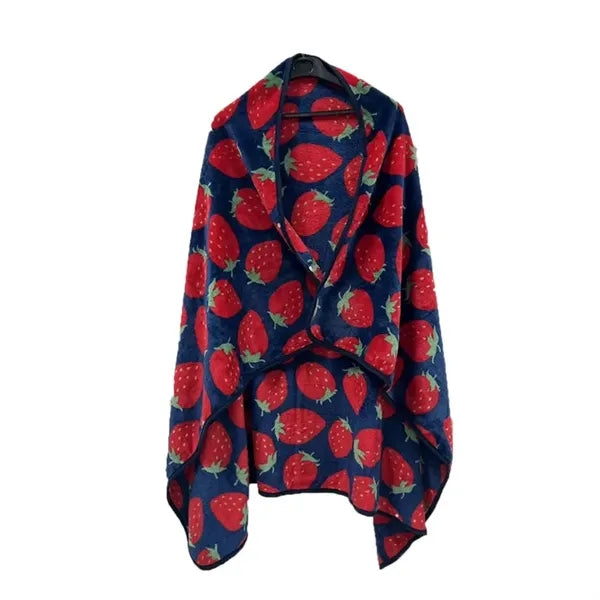 Foldable Pouch Wearable Fleece Blanket for Adult