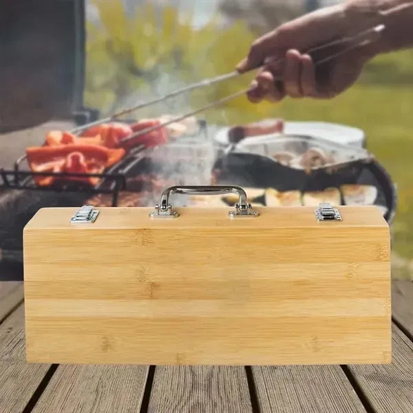 Outdoor 5pcs bamboo wooden grill tool set