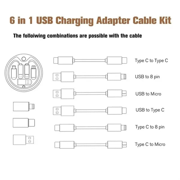 Bamboo 6-in-1 Charging Cable Set