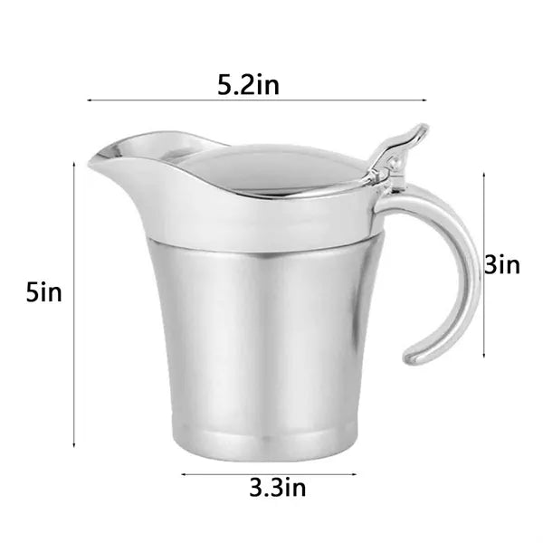 15OZ Stainless Steel Gravy Boat with Lid