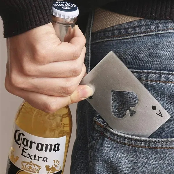 Stainless Steel Bottle Opener Poker & Spade Designs