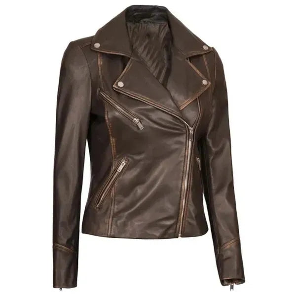 Custom Leather Biker Jacket for Women's