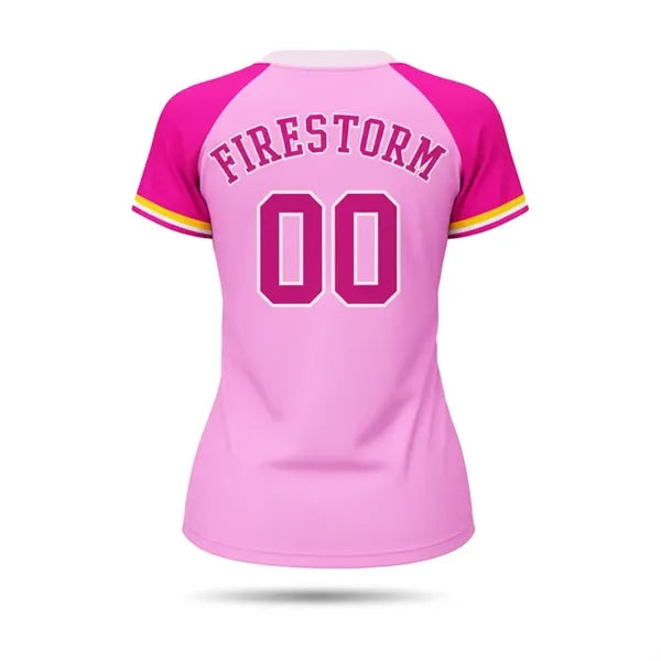 Women's 2 Button Sublimated Baseball Jersey 150G Interlock