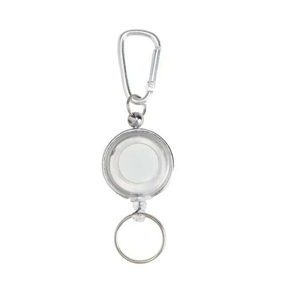 Transparent Round Badge Reel Holder w/ Carabiner & Keyring