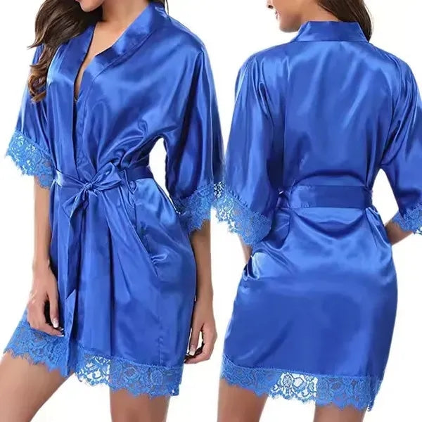 Women's Satin Robe Lace Silk Kimono