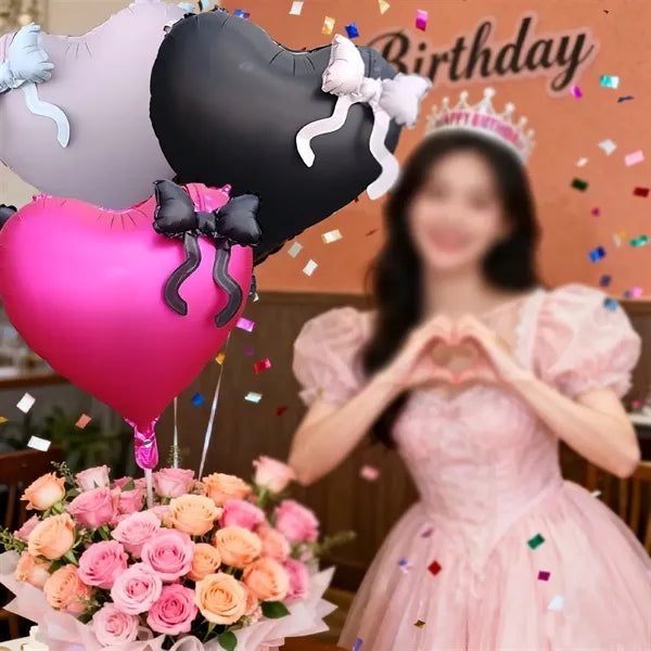 Anniversary wedding party decor 22 inch bow heart balloons