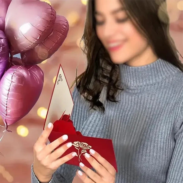 3D rose pop up greeting card for Valentine's day birthday