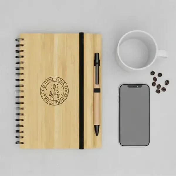 Small Engraved Bamboo Notebook & Pen