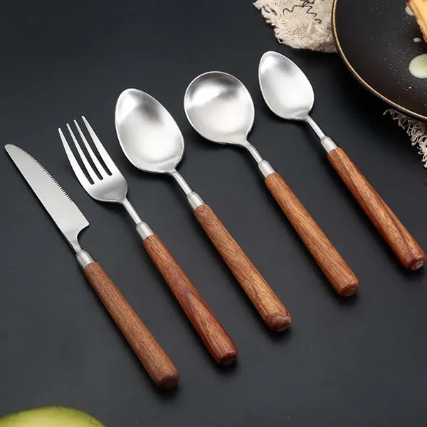 Wooden handle tablespoon flatware serving dinner spoon