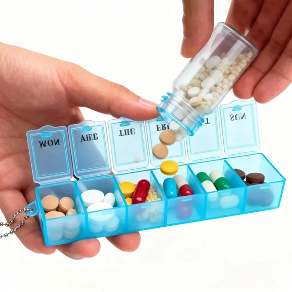 7 Days Weekly Pill Organizer Case With Chain
