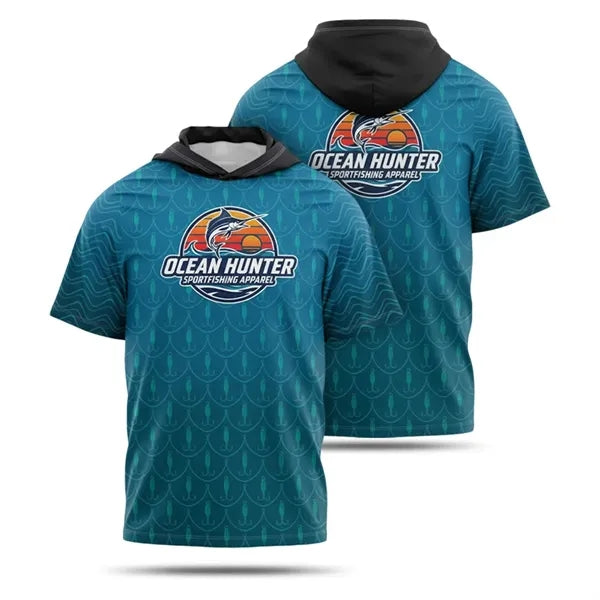 Unisex Short Sleeve Hooded Fishing T-Shirt 180G Ice-Silk