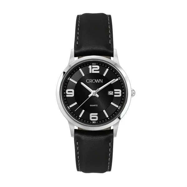 22MM STEEL SILVER CASE, 3 HAND MVMT, BLACK DIAL, D...