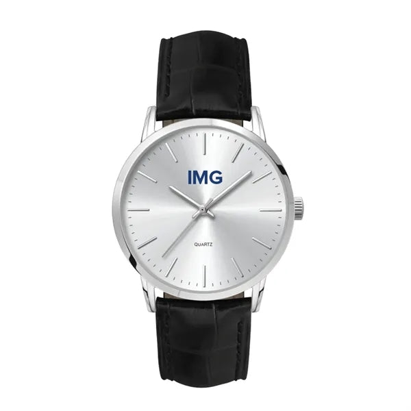 39.5MM METAL SILVER CASE, 3 HAND MVMT, SILVER DIAL...