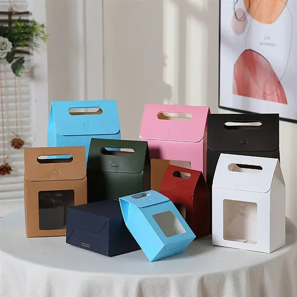 Eco-friendly Handheld Paper Gift Box w/ Clear Window