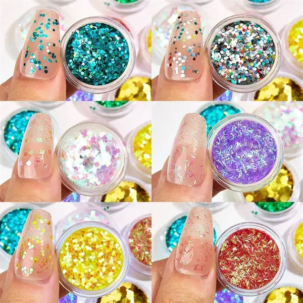Nail Glitter Sequins Color Gradient DIY Powder