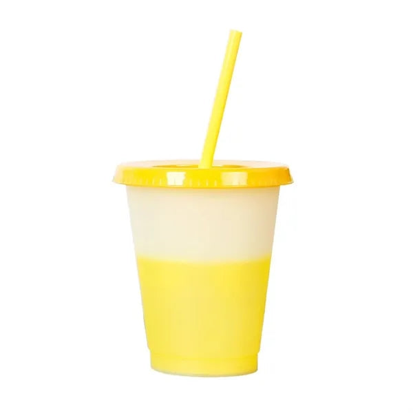 12oz Color Changing Plastic Straw Cup