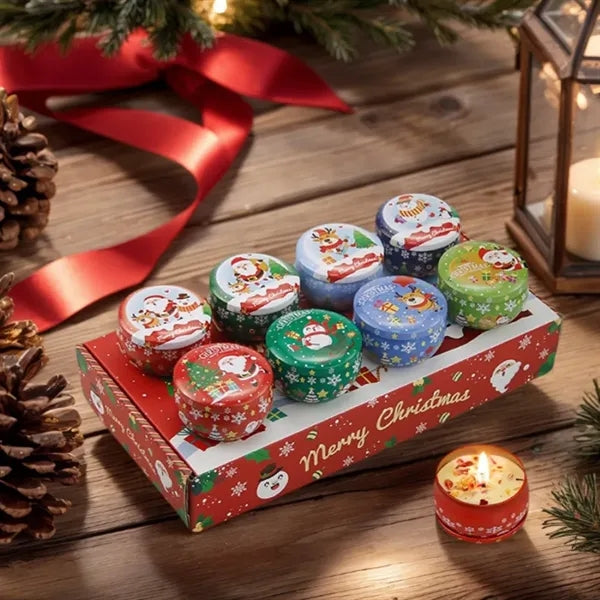 8 pcs Christmas Scented Candle Gift Set