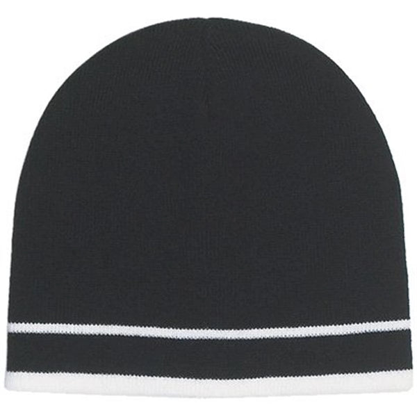 Knit Beanie with Double Stripes