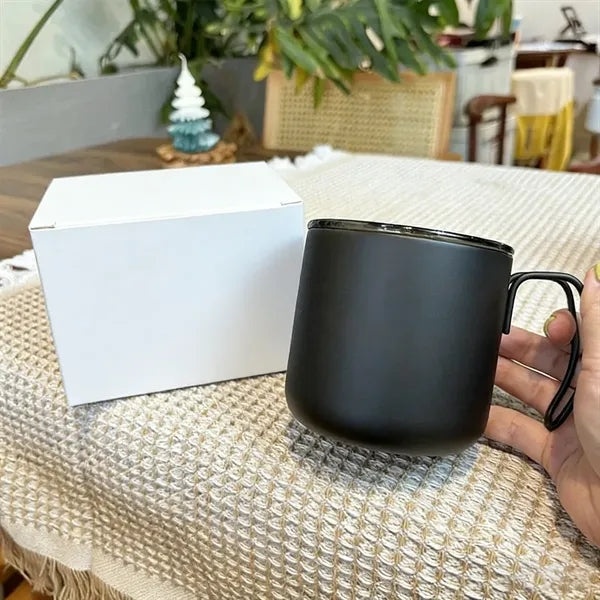 12oz Matte Black Mug For Business Travel With Grip Handle
