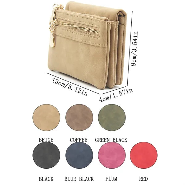 Double zipper frosted PU purse